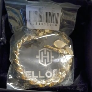 Helloice Stainless Steel Cuban Bracelet in Gold